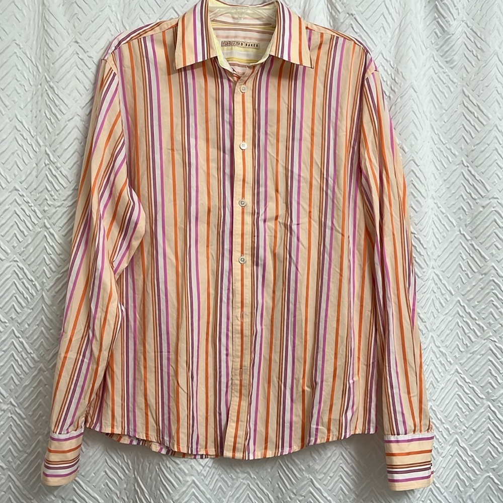 Ted Baker Men’s Striped Long Sleeve Button Down Size‎ 3